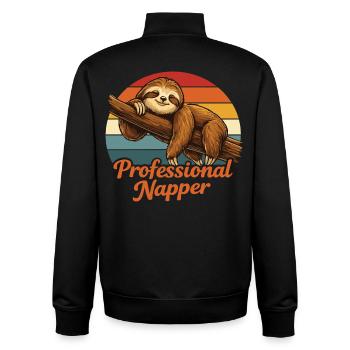 Professional Napper Sloth Shirt Funny Lazy - Unisex Organic Zip Sweatshirt von Stanley/Stella - Schwarz - Hinten - AI Model Male 185 light (185cm)