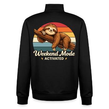 Weekend Mode Activated Sloth Shirt Funny - Unisex Organic Zip Sweatshirt von Stanley/Stella - Schwarz - Hinten - AI Model Male 185 light (185cm)