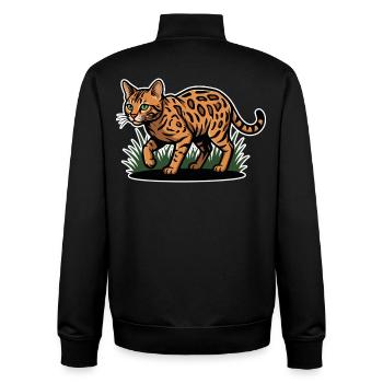 Vintage Forest Marauding Spotted Bengal Cat - Unisex Organic Zip Sweatshirt by Stanley/Stella - black - Back - AI Model Male 185 light (185cm)