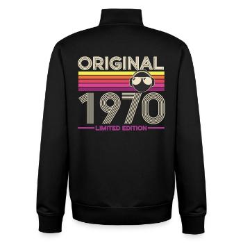 Originale Retro-Edition der 1970er Jahre - Unisex Organic Zip Sweatshirt von Stanley/Stella - Schwarz - Hinten - AI Model Male 185 light (185cm)