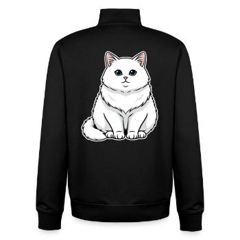 Chat Blanc Fluffy Yeux Bleus Portrait Majestueux - Sweat zippé unisexe en coton bio Stanley/Stella - noir - Dos - AI Model Male 185 light (185cm)