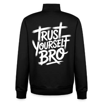 Confiance en soi - Sweat zippé unisexe en coton bio Stanley/Stella - noir - Dos - AI Model Male 185 light (185cm)