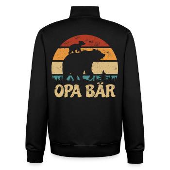Grand-père Ours - Fête des Mères - Cadeau vintage - Sweat zippé unisexe en coton bio Stanley/Stella - noir - Dos - AI Model Male 185 light (185cm)