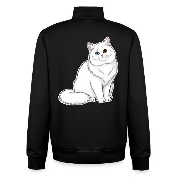 Chat Blanc Angora Yeux Vairons Portrait Élégant - Sweat zippé unisexe en coton bio Stanley/Stella - noir - Dos - AI Model Male 185 light (185cm)