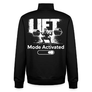 Lift Mode Activated Shirt Gym Fitness Workout - Unisex Organic Zip Sweatshirt by Stanley/Stella - black - Back - AI Model Male 185 light (185cm)