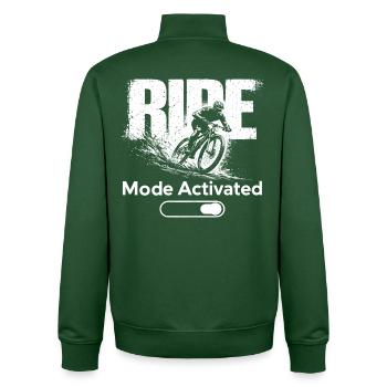 Ride Mode Activated Shirt Mountain Bike MTB - Unisex Organic Zip Sweatshirt by Stanley/Stella - bottle green - Back - AI Model Male 185 dark (185cm)