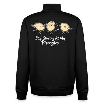 Stop Staring At My Pierogies – Dancing Dumpling - Unisex Organic Zip Sweatshirt by Stanley/Stella - black - Back - AI Model Male 185 light (185cm)