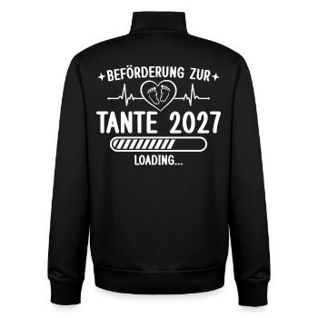 Beförderung zur Tante 2027 – Baby Loading - Unisex Organic Zip Sweatshirt von Stanley/Stella - Schwarz - Hinten - AI Model Male 185 light (185cm)