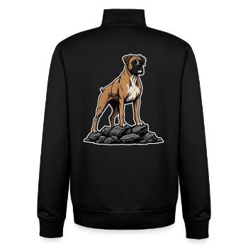Boxer Dog on Rock Portrait Powerful Noble - Unisex Organic Zip Sweatshirt by Stanley/Stella - black - Back - AI Model Male 185 light (185cm)