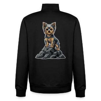 Yorkshire Terrier Hund auf Rock Proud Porträt - Unisex Organic Zip Sweatshirt von Stanley/Stella - Schwarz - Hinten - AI Model Male 185 light (185cm)