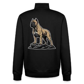 Dog Cane Corso on Rock Powerful Portrait - Unisex Organic Zip Sweatshirt by Stanley/Stella - black - Back - AI Model Male 185 light (185cm)