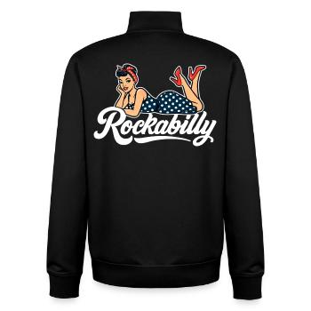Rockabilly Pin-Up: Vintage Woman in Petticoat Dress - Unisex Organic Zip Sweatshirt by Stanley/Stella - black - Back - AI Model Male 185 light (185cm)