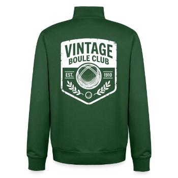Vintage Boule Club Fondé en 1910 Sport de Pétanque - Sweat zippé unisexe en coton bio Stanley/Stella - vert bouteille - Dos - AI Model Male 185 dark (185cm)