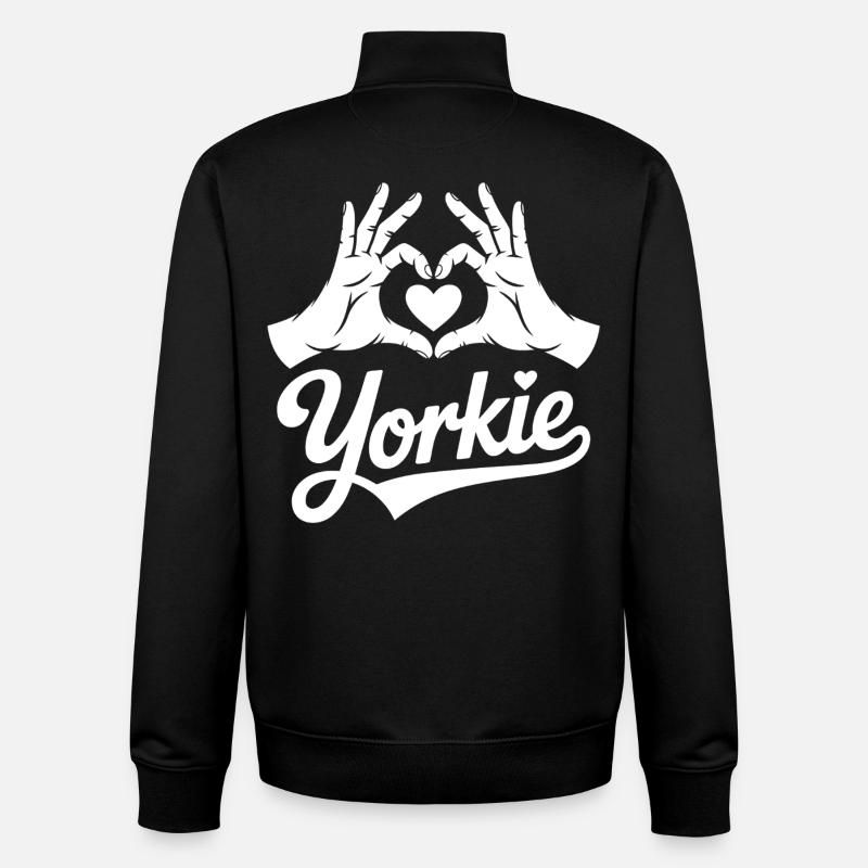 Mains de cœur Yorkie - Sweat zippé unisexe en coton bio Stanley/Stella - noir