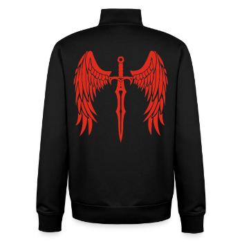 épée ailée rouge - Sweat zippé unisexe en coton bio Stanley/Stella - noir - Dos - AI Model Male 185 light (185cm)