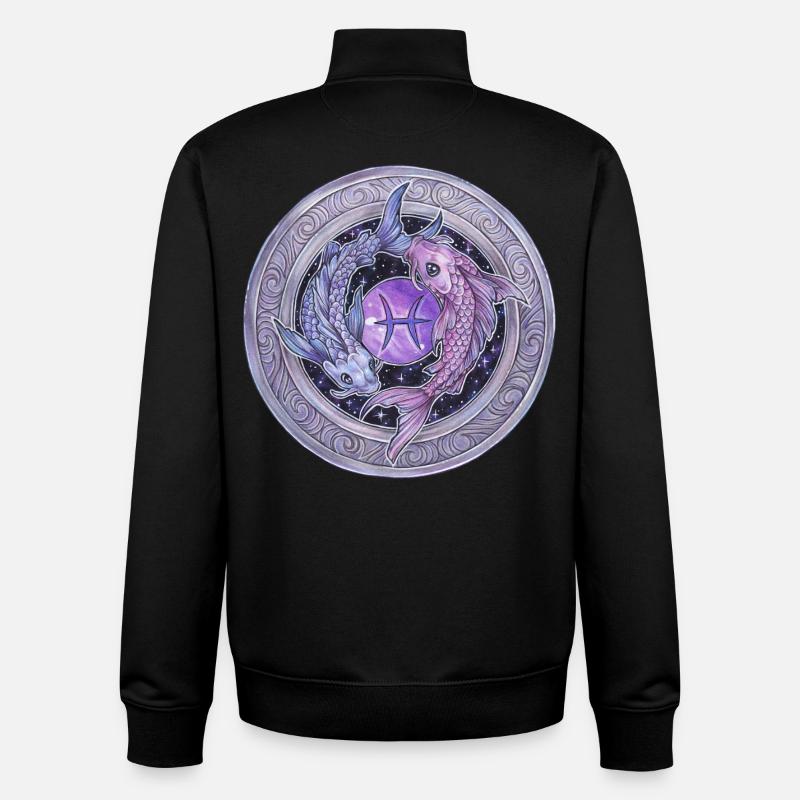 Don Poissons du signe du zodiaque - Sweat zippé unisexe en coton bio Stanley/Stella - noir