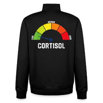 Cortisol Low – Relaxed Anti-Stress Design - Unisex Organic Zip Sweatshirt by Stanley/Stella - black - Back - AI Model Male 185 light (185cm)