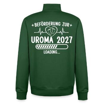 Beförderung zur Uroma 2027 – Schwangerschaft - Unisex Organic Zip Sweatshirt von Stanley/Stella - Flaschengrün - Hinten - AI Model Male 185 dark (185cm)