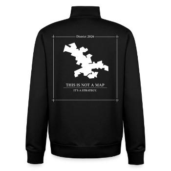 Concept de carte stratégique du district 2026 - Sweat zippé unisexe en coton bio Stanley/Stella - noir - Dos - AI Model Male 185 light (185cm)