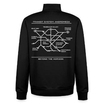 Andromeda Galaktischer Transit-Netzplan - Unisex Organic Zip Sweatshirt von Stanley/Stella - Schwarz - Hinten - AI Model Male 185 light (185cm)