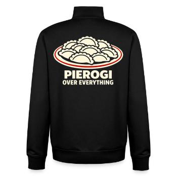 Pierogi über alles, was mit Essen und Humor zu tun hat, - Unisex Organic Zip Sweatshirt von Stanley/Stella - Schwarz - Hinten - AI Model Male 185 light (185cm)