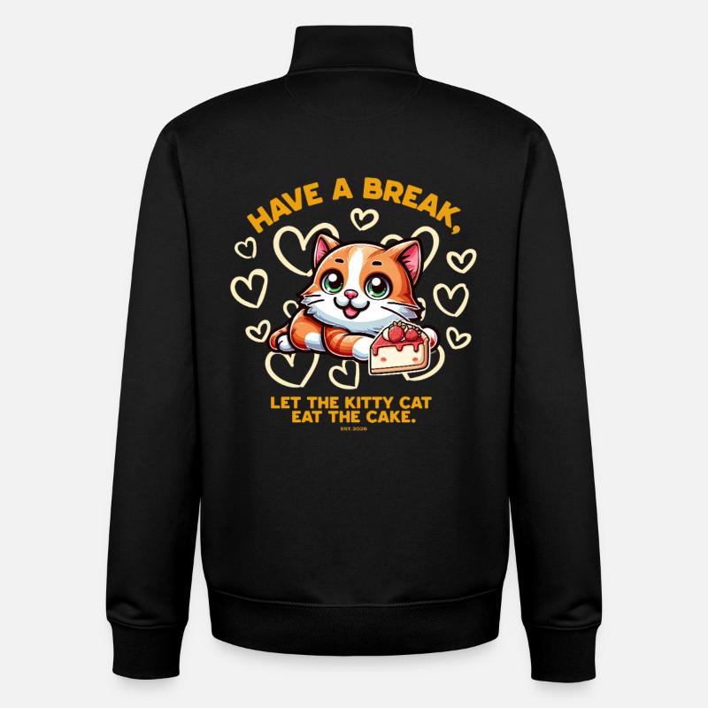 Le chat adore le gâteau - Sweat zippé unisexe en coton bio Stanley/Stella - noir
