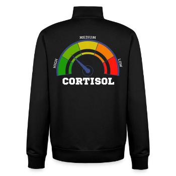 Funny Low cortisol Hilarious Stress Free Cortisol - Unisex Organic Zip Sweatshirt by Stanley/Stella - black - Back - AI Model Male 185 light (185cm)