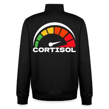 Funny Low cortisol Hilarious Stress Free Cortisol - Unisex Organic Zip Sweatshirt by Stanley/Stella - black - Back - AI Model Male 185 light (185cm)