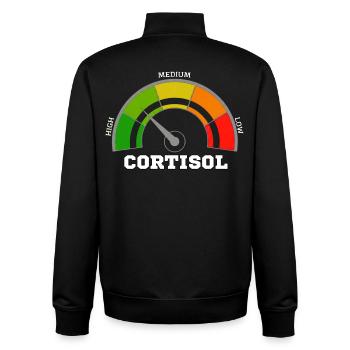 Funny Low cortisol Hilarious Stress Free Cortisol - Unisex Organic Zip Sweatshirt by Stanley/Stella - black - Back - AI Model Male 185 light (185cm)