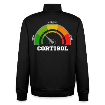 Funny Low cortisol Hilarious Stress Free Cortisol - Unisex Organic Zip Sweatshirt by Stanley/Stella - black - Back - AI Model Male 185 light (185cm)