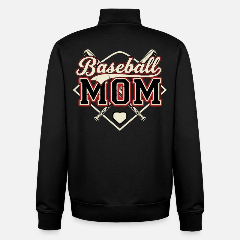 Maman de baseball - Sweat zippé unisexe en coton bio Stanley/Stella - noir