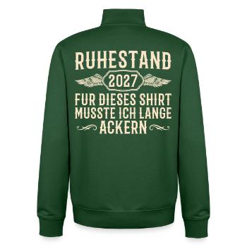 Ruhestand 2027 – Lange geackert für die Rente - Unisex Organic Zip Sweatshirt von Stanley/Stella - Flaschengrün - Hinten - AI Model Male 185 dark (185cm)