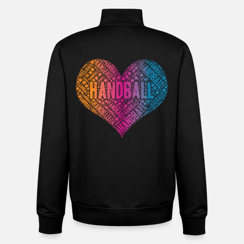 Håndbold hjerte - Stanley/Stella unisex sweatshirt med lynlås i økologisk - sort