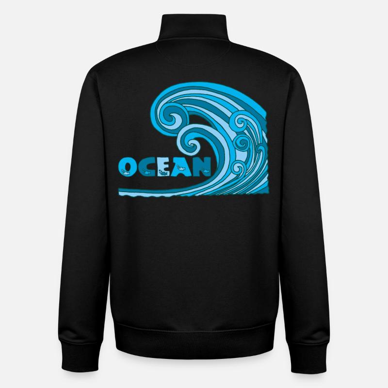 La vague - Sweat zippé unisexe en coton bio Stanley/Stella - noir