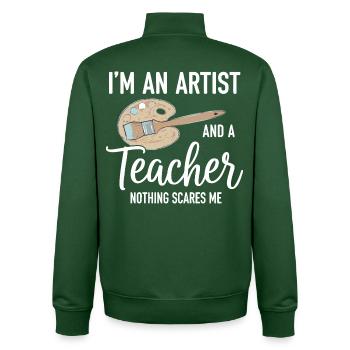 Art Teacher Artist Teacher - Unisex Organic Zip Sweatshirt by Stanley/Stella - bottle green - Back - AI Model Male 185 dark (185cm)