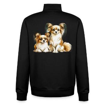 Papillon Hunde - Unisex Organic Zip Sweatshirt von Stanley/Stella - Schwarz - Hinten - AI Model Male 185 light (185cm)