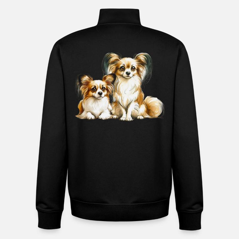 Papillon Hunde - Unisex Organic Zip Sweatshirt von Stanley/Stella - Schwarz