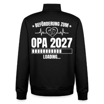 Opa 2027 Loading – Beförderung zum Opa - Unisex Organic Zip Sweatshirt von Stanley/Stella - Schwarz - Hinten - AI Model Male 185 light (185cm)