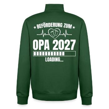 Opa 2027 Loading – Beförderung zum Opa - Unisex Organic Zip Sweatshirt von Stanley/Stella - Flaschengrün - Hinten - AI Model Male 185 dark (185cm)