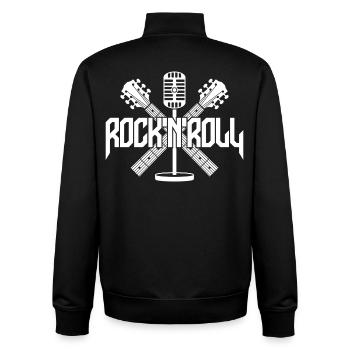 Rock 'N' Roll Logo with Guitars and Microphone - Unisex Organic Zip Sweatshirt by Stanley/Stella - black - Back - AI Model Male 185 light (185cm)