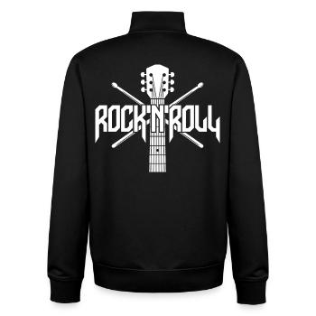 Logo Rock 'n' Roll avec guitare et baguettes de batterie - Sweat zippé unisexe en coton bio Stanley/Stella - noir - Dos - AI Model Male 185 light (185cm)