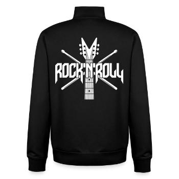 Rock 'N' Roll Guitar and Drumsticks Logo - Unisex Organic Zip Sweatshirt by Stanley/Stella - black - Back - AI Model Male 185 light (185cm)