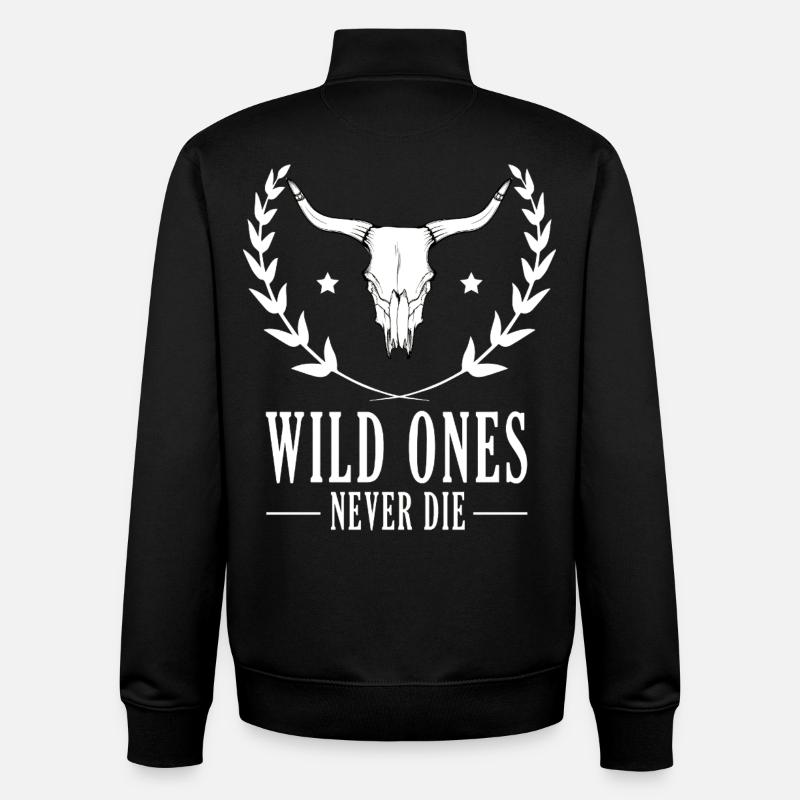 Boho Western Shirt - Unisex Organic Zip Sweatshirt by Stanley/Stella - black