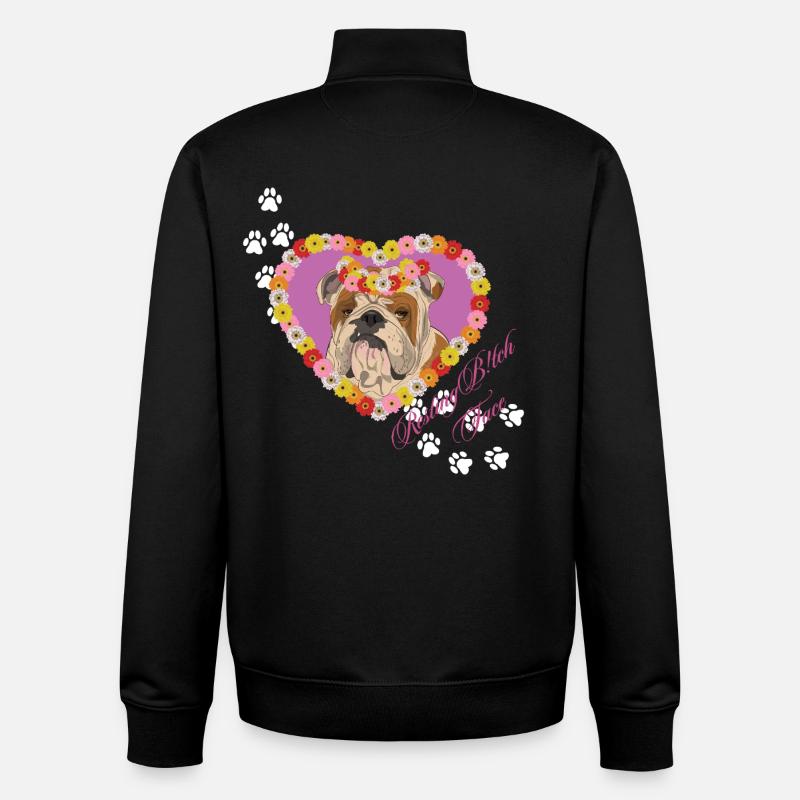 Resting B!tch Face Bulldog - Unisex Organic Zip Sweatshirt by Stanley/Stella - black