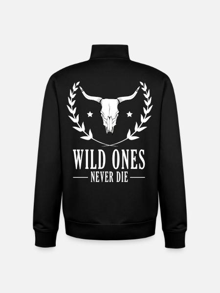 Wild Bison Skull Surrounded by Laurels - Unisex Organic Zip Sweatshirt by Stanley/Stella - black