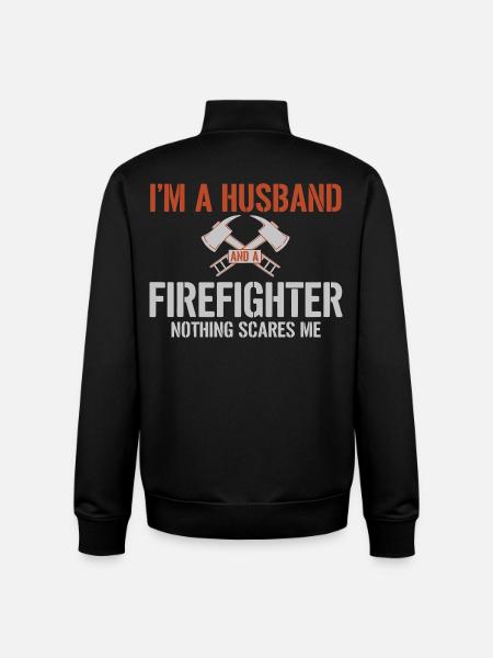 Husband Firefighter - Unisex Organic Zip Sweatshirt by Stanley/Stella - black