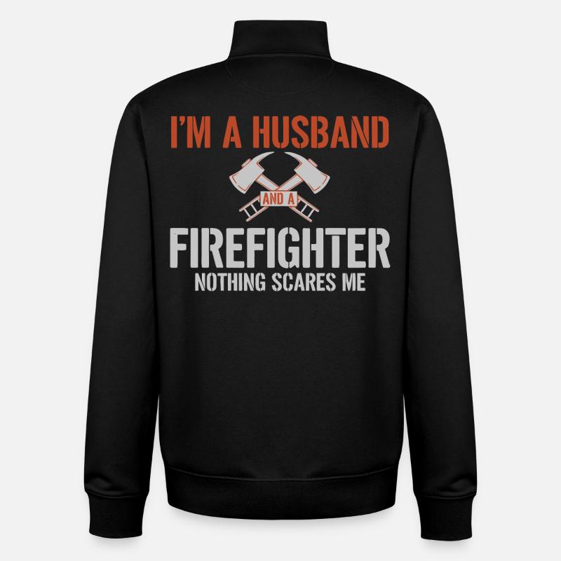 Husband Firefighter - Unisex Organic Zip Sweatshirt by Stanley/Stella - black