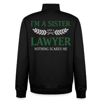 Sister Lawyer Nothing Scares Me - Unisex Organic Zip Sweatshirt von Stanley/Stella - Schwarz - Hinten - AI Model Male 185 light (185cm)