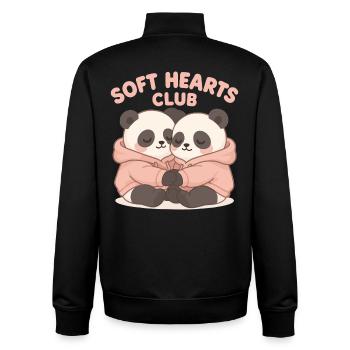 Mignons pandas en sweat à capuche – Art du club Soft Hearts - Sweat zippé unisexe en coton bio Stanley/Stella - noir - Dos - AI Model Male 185 light (185cm)