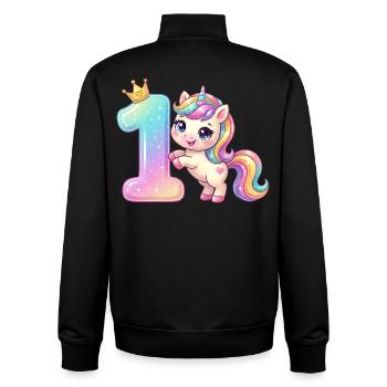 Je suis 1 fille licorne Kawaii Anniversaire - Sweat zippé unisexe en coton bio Stanley/Stella - noir - Dos - AI Model Male 185 light (185cm)